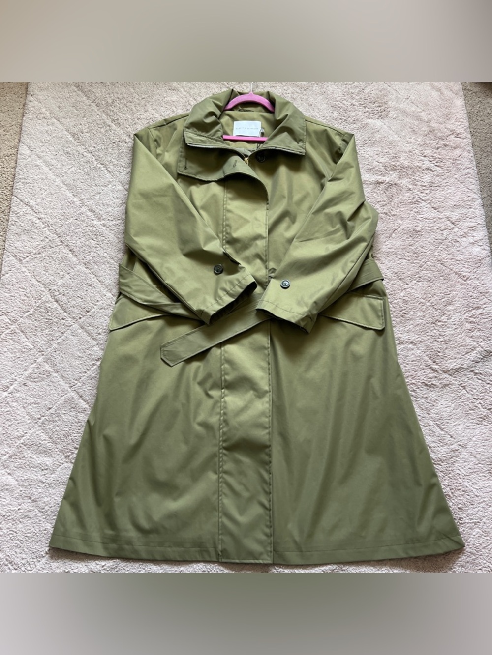 NWT Rebecca Minkoff Belted Trench Coat Side Slits Preppy Utility Minimalist Sz L